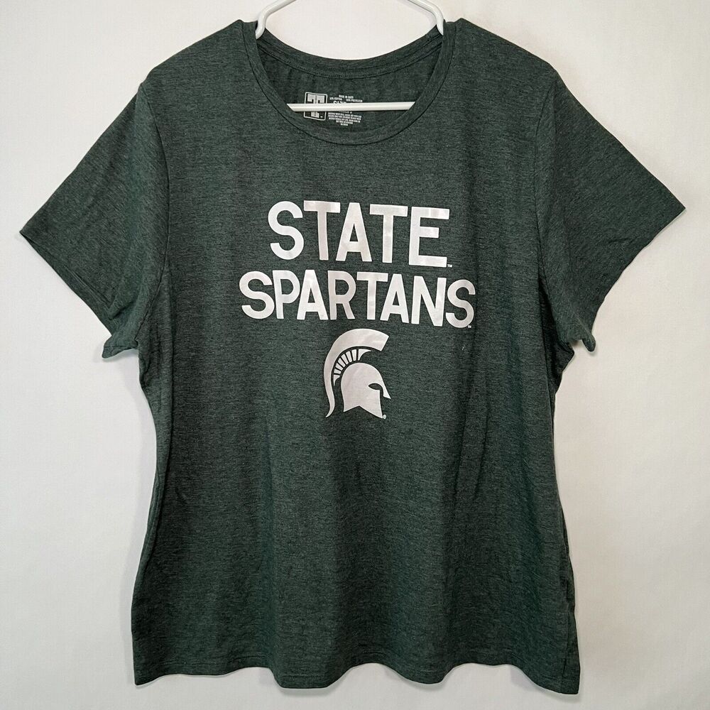Michigan State Spartans University T Shirt Top Womens Size 2XL XXL Green SS